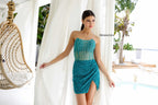 Primavera Couture Short Dress 4231 - Teal