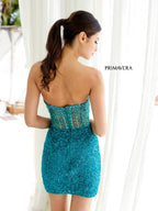 Primavera Couture Short Dress 4231 - Teal