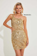 Primavera Couture Short Dress 4240 - Gold