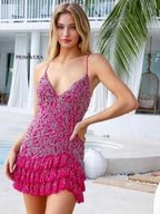Primavera Couture Short Dress 4242 - Fushia