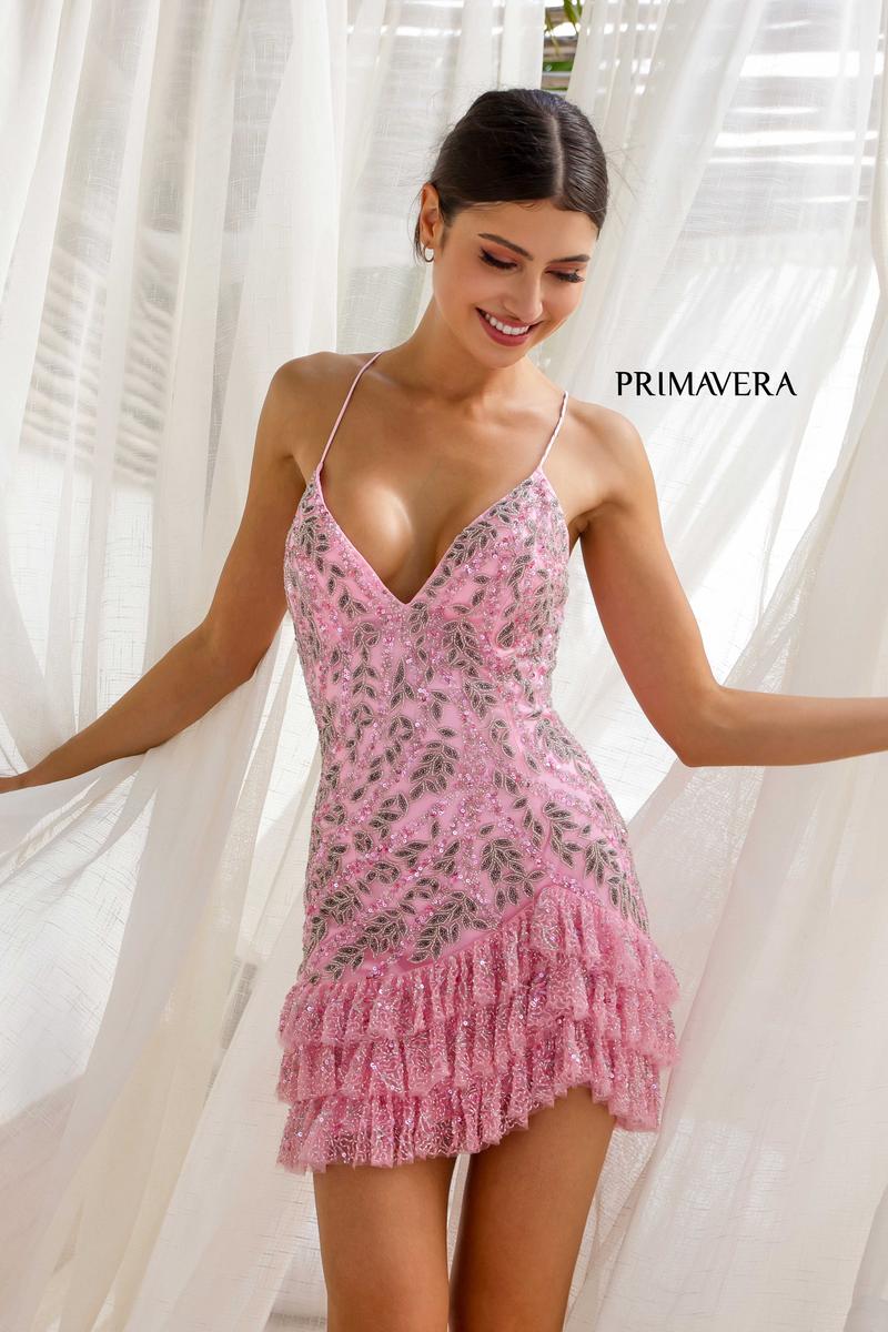 Primavera Couture Short Dress 4242 - Pink