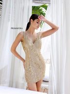 Primavera Couture Short Dress 4249 - Gold