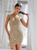 Primavera Couture Short Dress 4249 - Gold