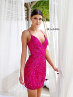 Primavera Couture Short Dress 4250 - Fushia