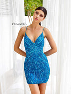 Primavera Couture Short Dress 4250 - Peacock