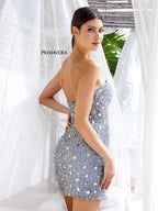 Primavera Couture Short Dress 4252 - Silver