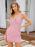Primavera Couture Short Dress 4262 - Rose Pink