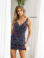 Primavera Couture Short Dress 4271 - Black Multi