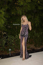 Primavera Couture Long Dress 4379 - Black Pink