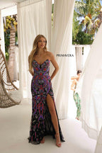 Primavera Couture Long Dress 4387 - Black Purple