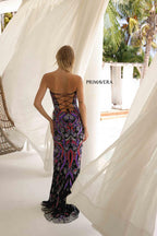Primavera Couture Long Dress 4387 - Black Purple