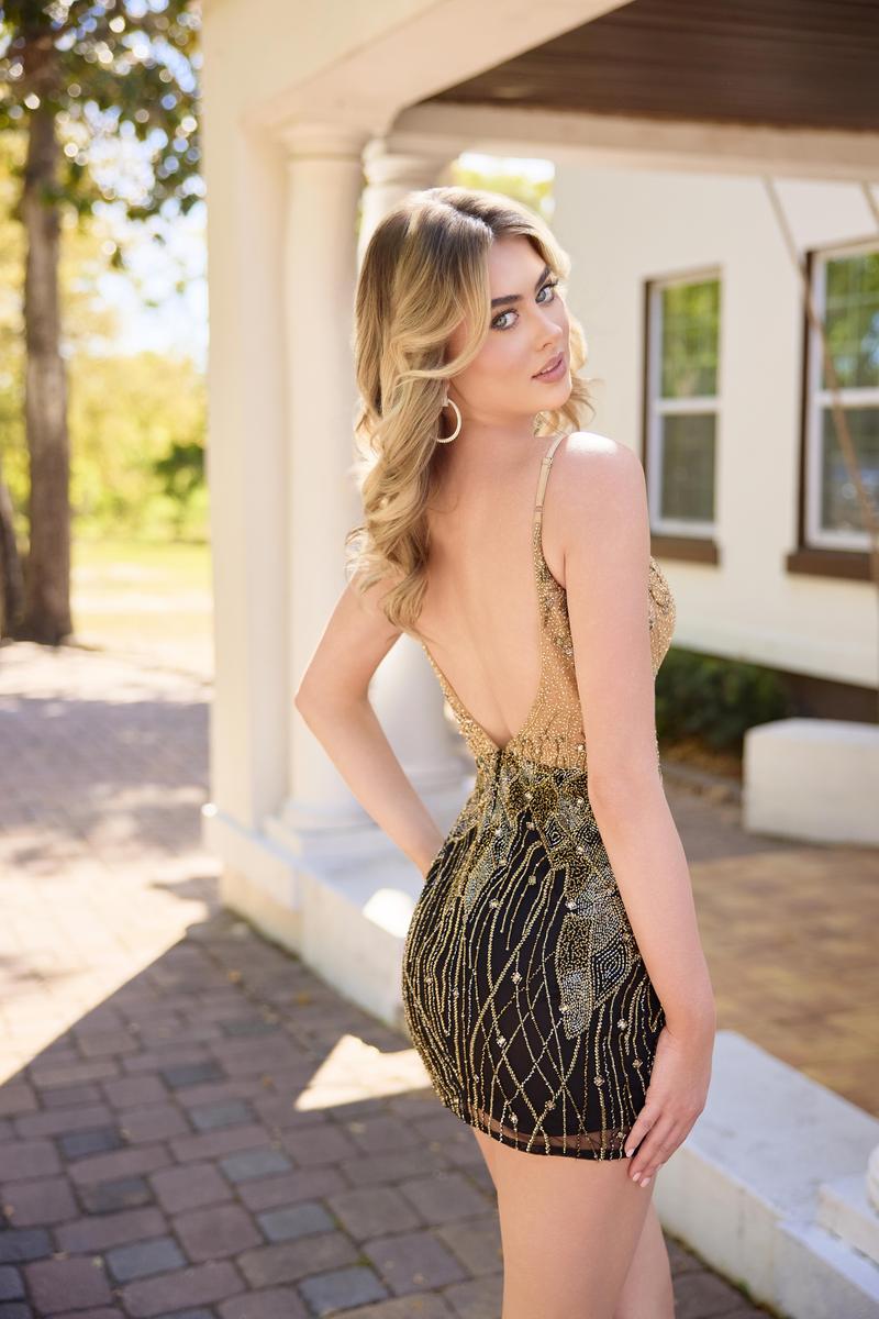 Primavera Couture Short Dress 4434 - Black Nude