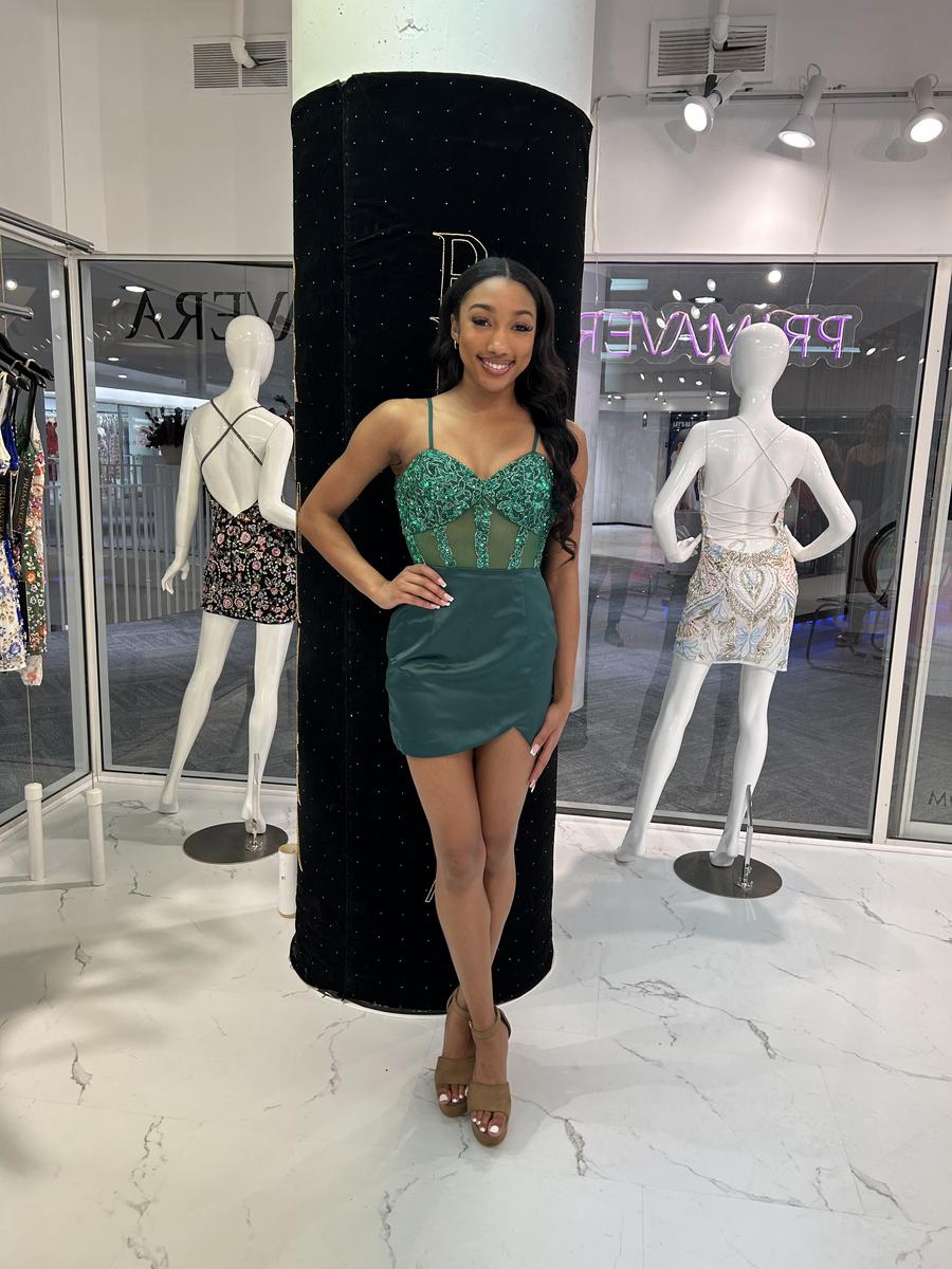 Primavera Couture Short Dress 4437 - Emerald