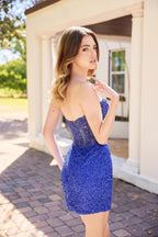 Primavera Couture Short Dress 4439 - Royal Blue