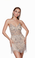 Alyce Paris Homecoming Dress 4672 - Latte/Silver