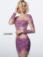 Jovani Short Evening Dress 47598 - Nude/Fushia