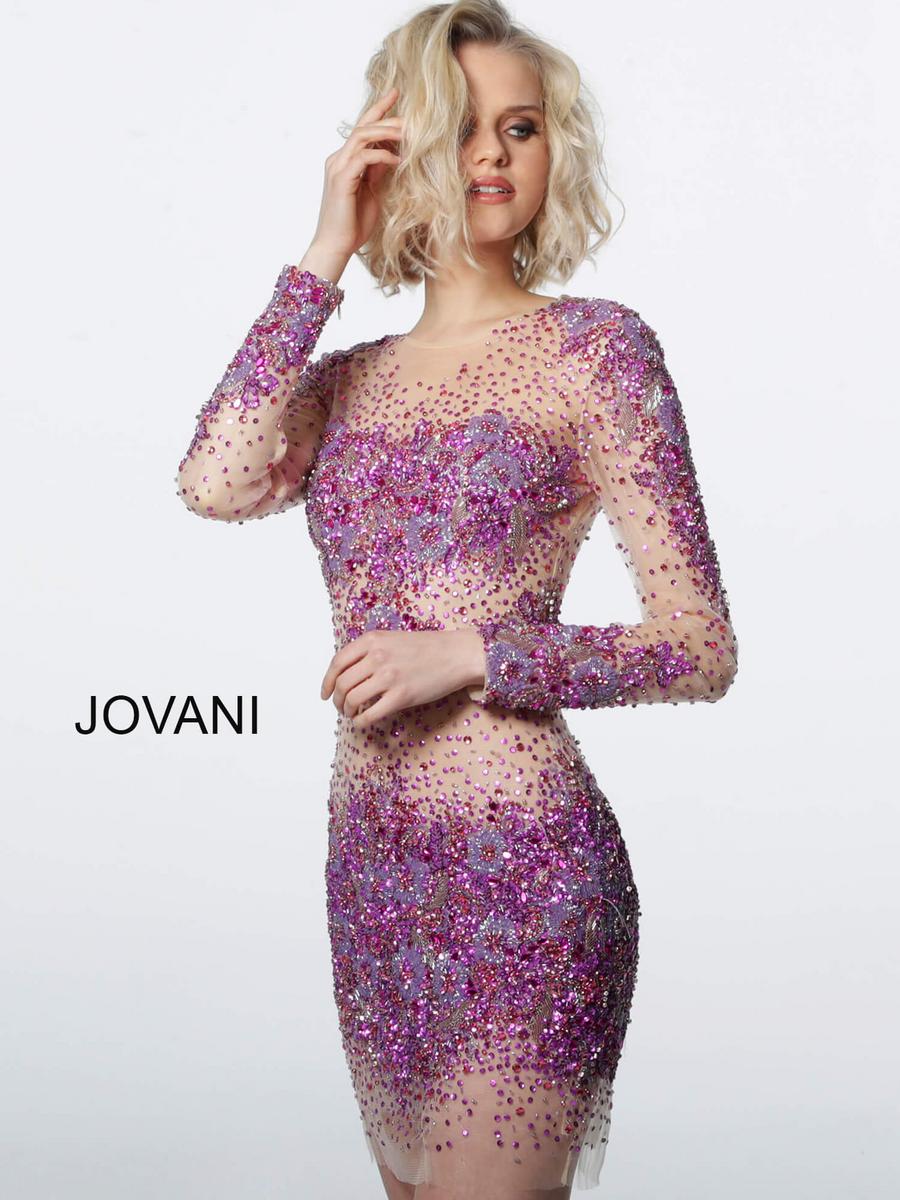 Jovani Short Evening Dress 47598 - Nude/Fushia