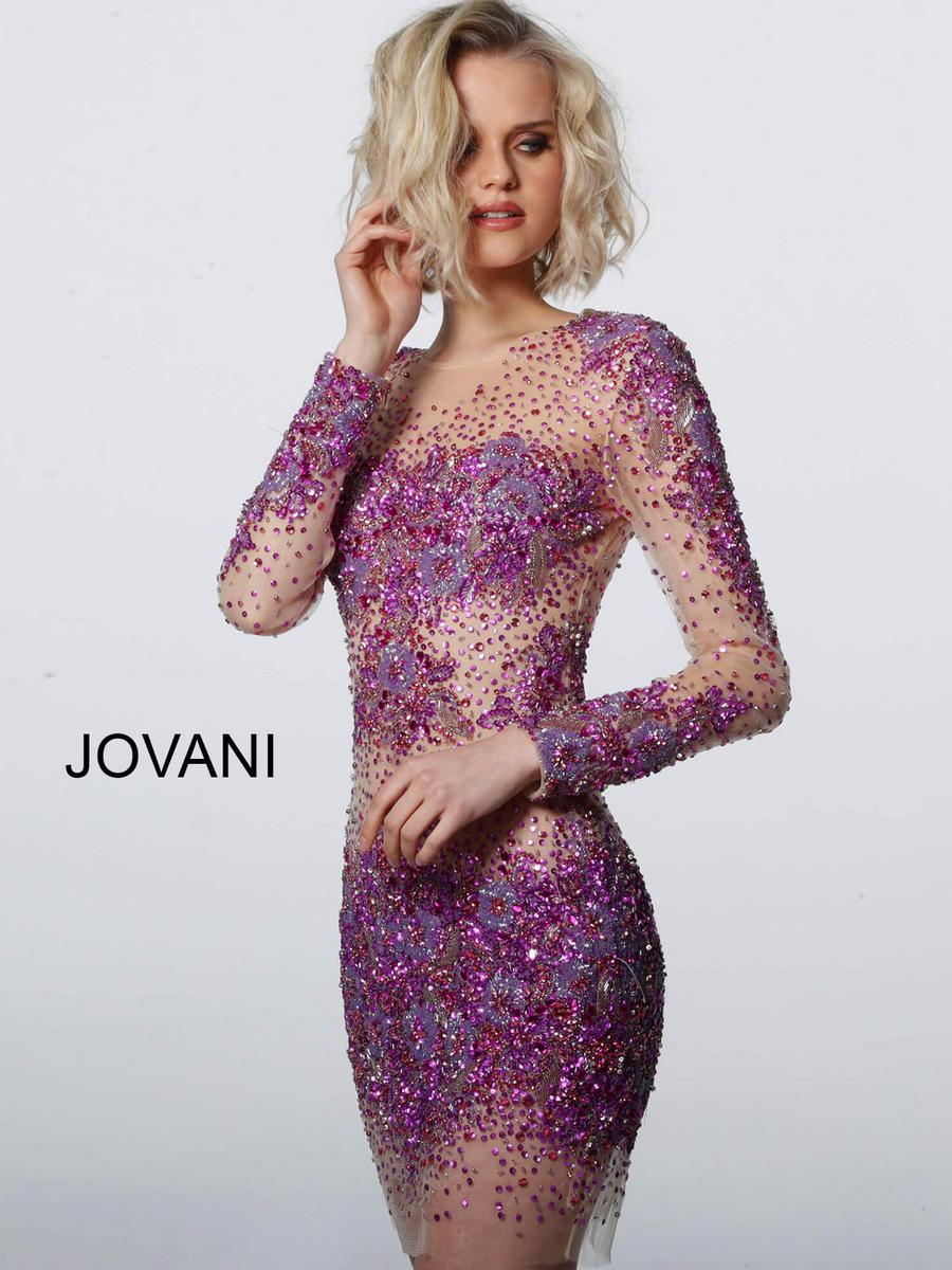 Jovani Short Evening Dress 47598 - Nude/Fushia