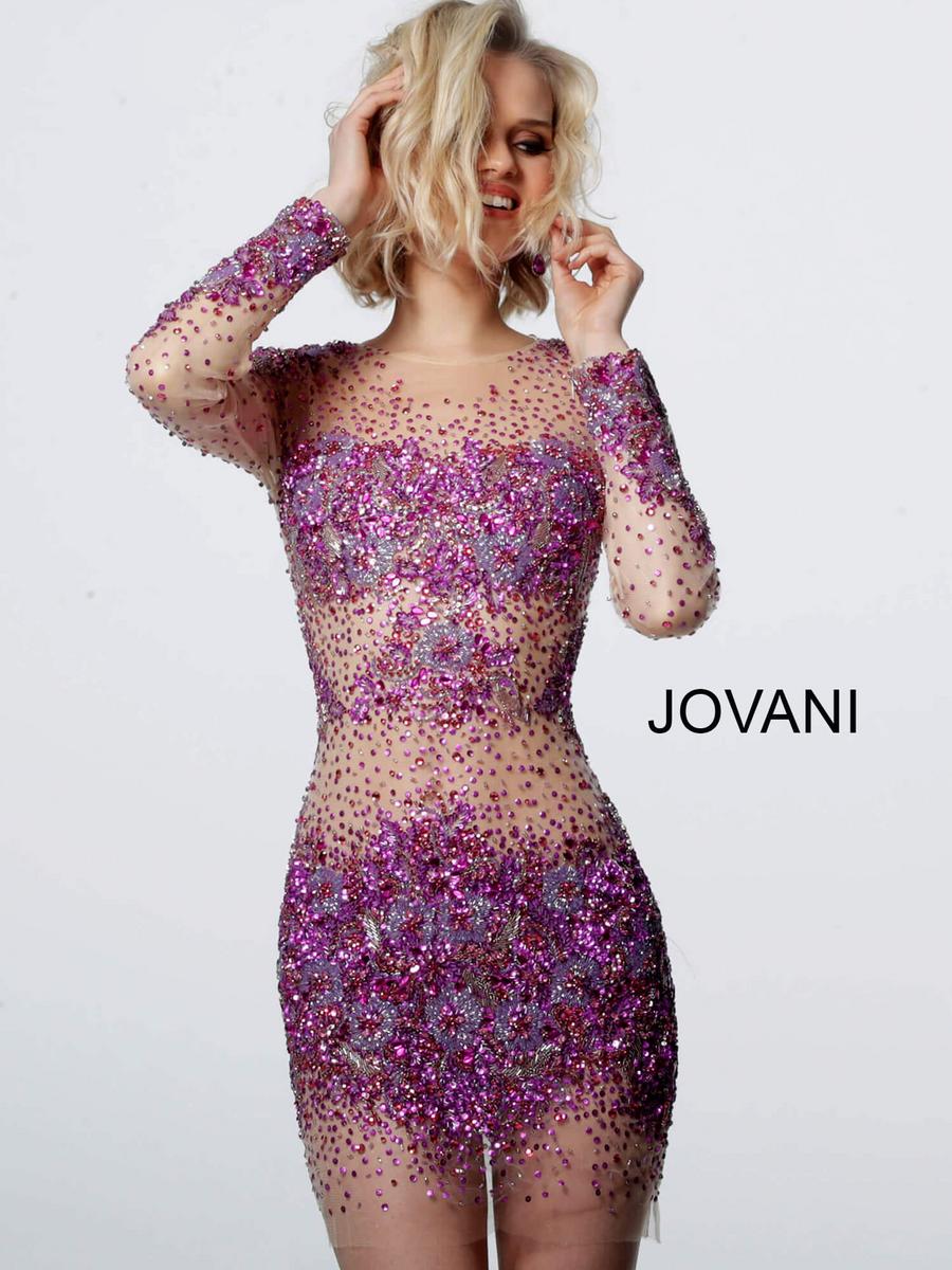 Jovani Short Evening Dress 47598 - Nude/Fushia