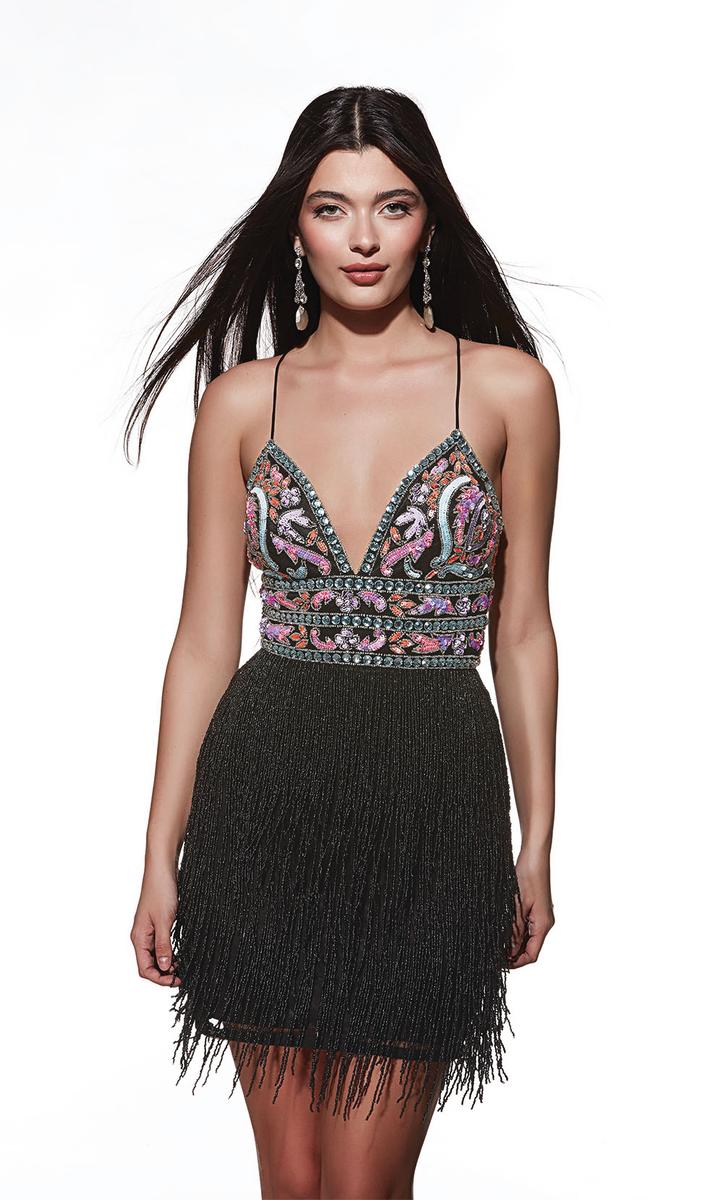 Alyce Paris Homecoming Dress 4801 - Black/Silver/Multi