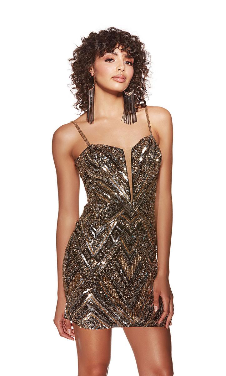 Alyce Paris Homecoming Dress 4840 - Black/Gold/Silver