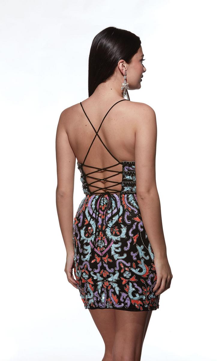 Alyce Paris Homecoming Dress 4841 - Black/Silver/Multi