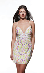 Alyce Paris Homecoming Dress 4841 - Ivory/Multi