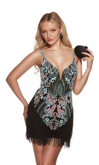 Alyce Paris Homecoming Dress 4872 - Black/Multi