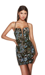 Alyce Paris Homecoming Dress 4880 - Blue Green/Multi