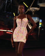 Alyce Paris Homecoming Dress 4881 - Champagne/Multi