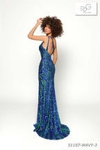 Tarik Ediz Prom 51187 - Royal Blue/Green