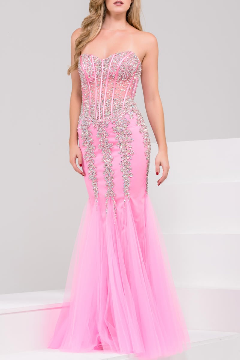 Jovani Prom 5908 - Hot Pink/Silver