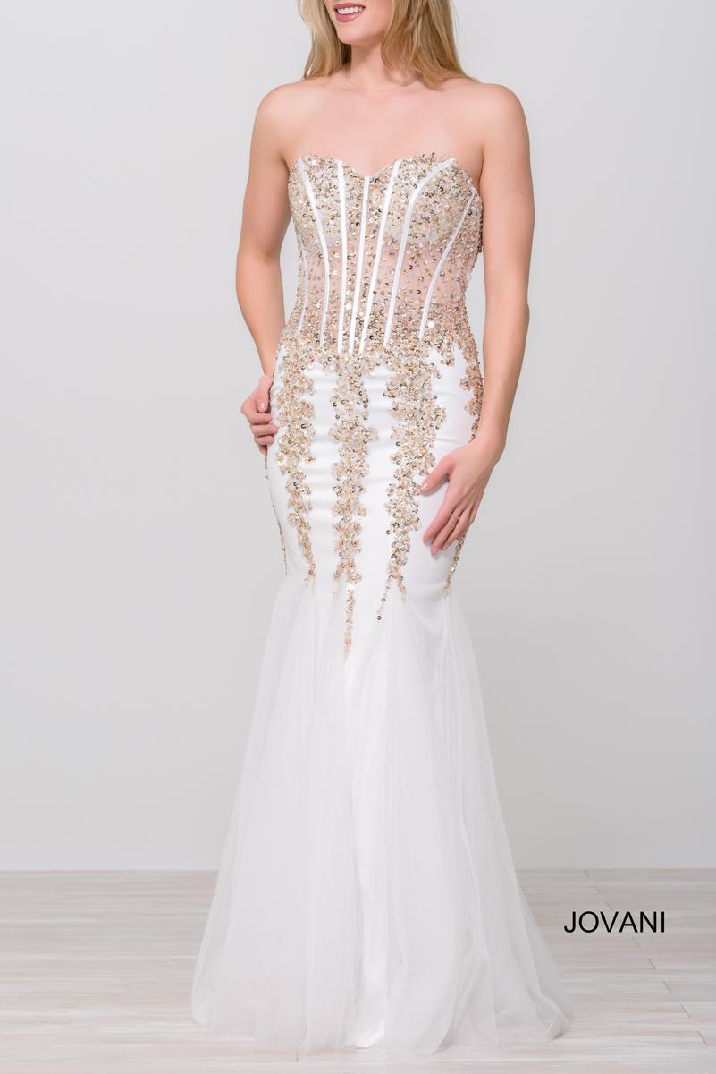 Jovani Prom 5908 - White/Gold/Silver