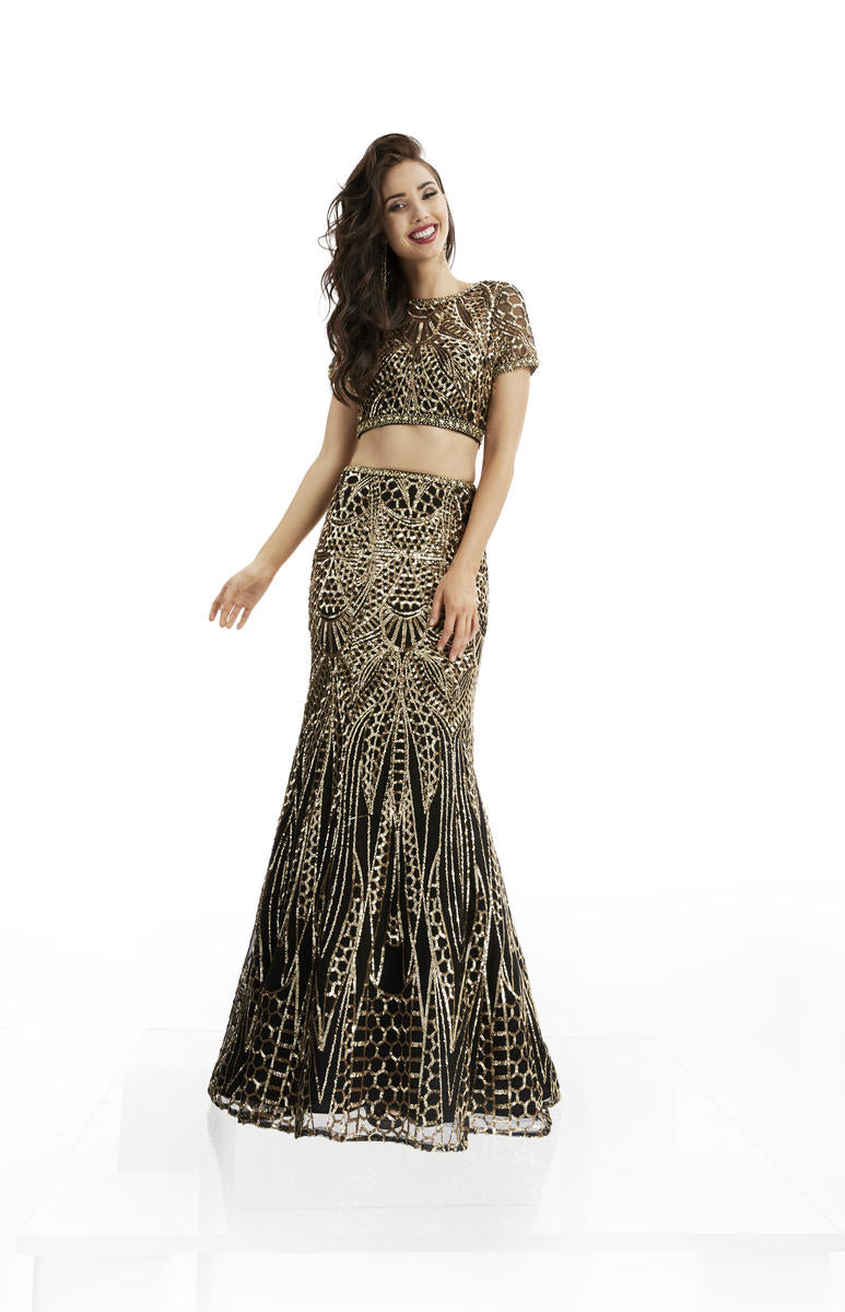 Jasz Couture Dress 6001 - Black/Gold