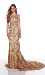 Alyce Prom Dress 61412 - Gold