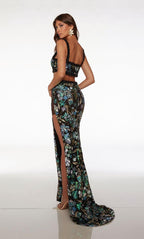 Alyce Prom Dress 61689 - BLUE GREEN/MULTI