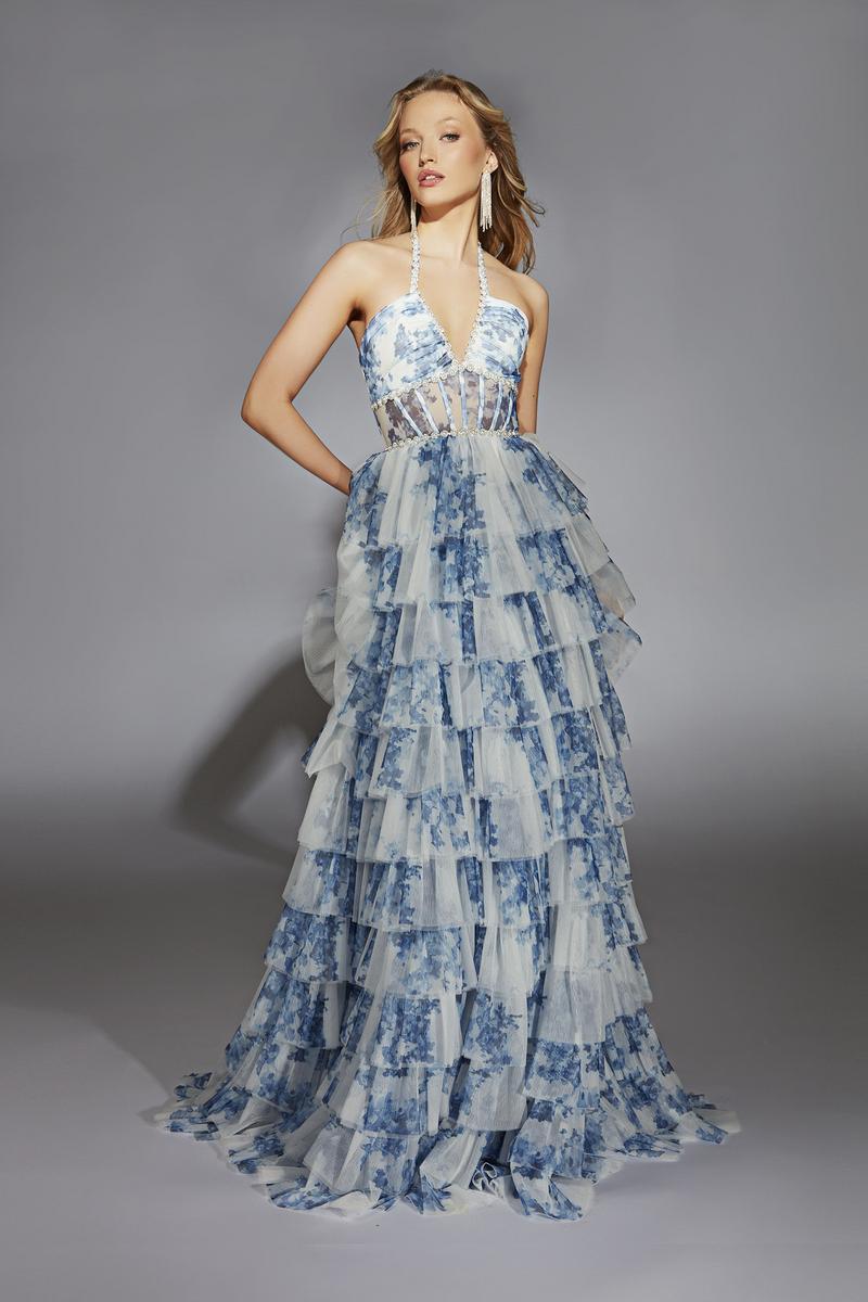 Alyce Prom Dress 61730 - Blue White