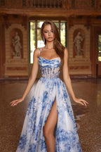Alyce Prom Dress 61752 - Blue/White