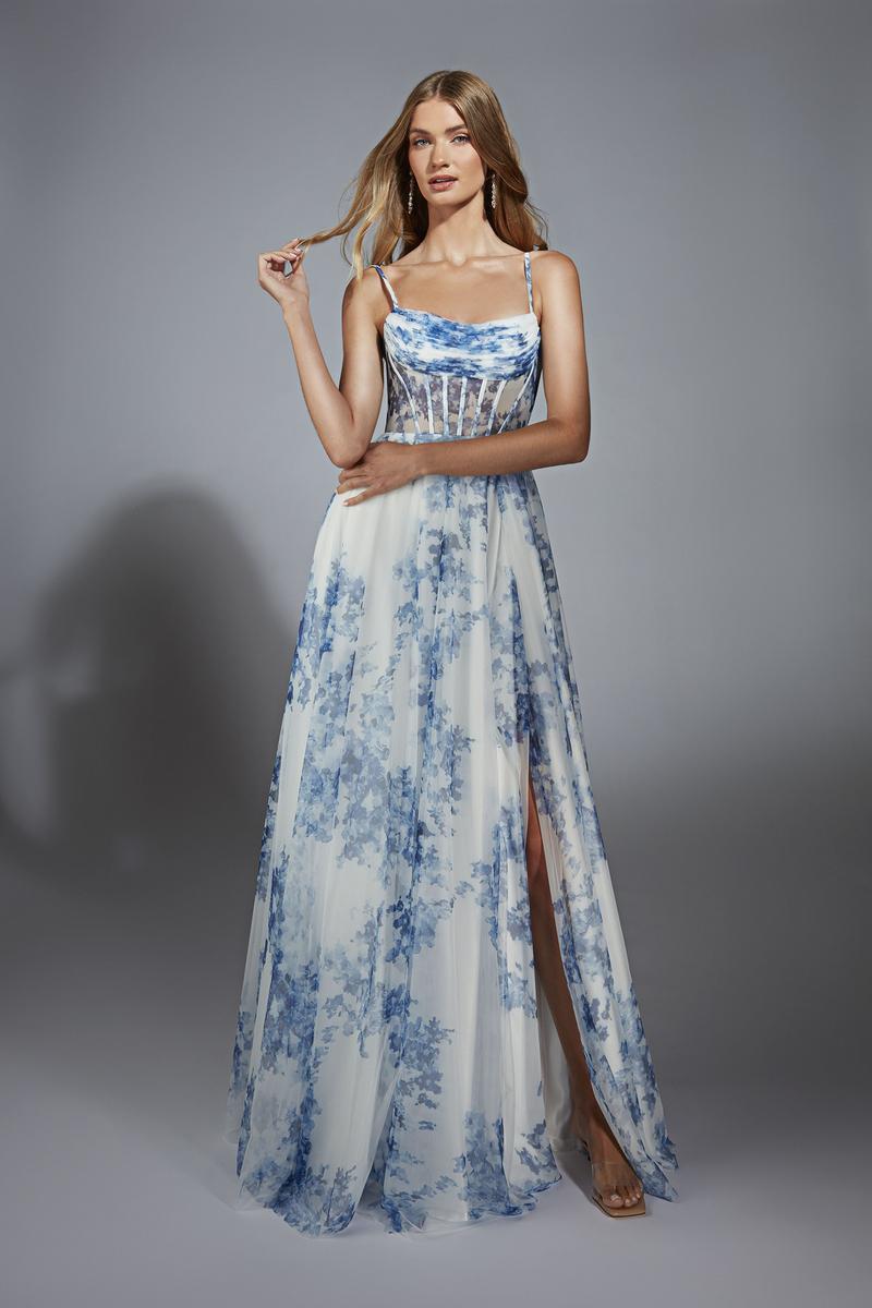 Alyce Prom Dress 61752 - Blue/White