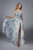 Alyce Prom Dress 61752 - Blue/White