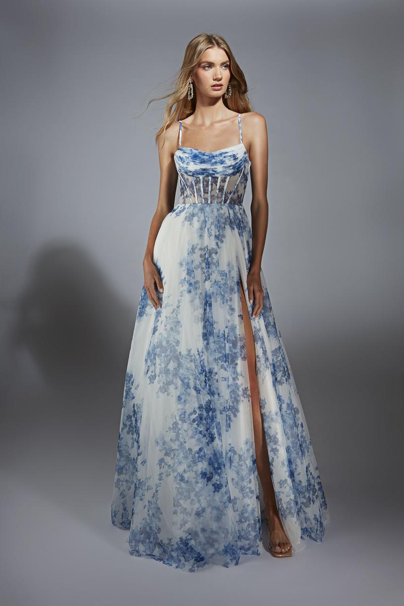 Alyce Prom Dress 61752 - Blue/White