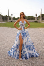 Alyce Prom Dress 61757 - Blue/White