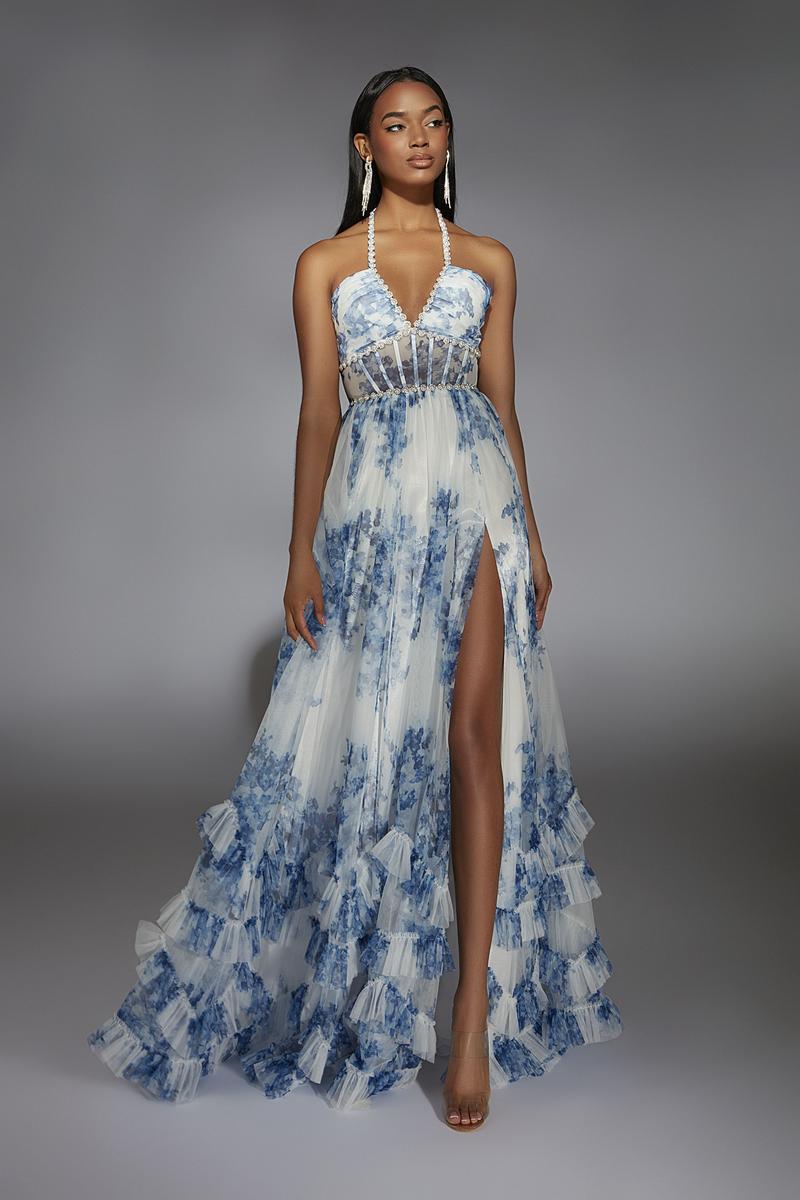 Alyce Prom Dress 61757 - Blue/White