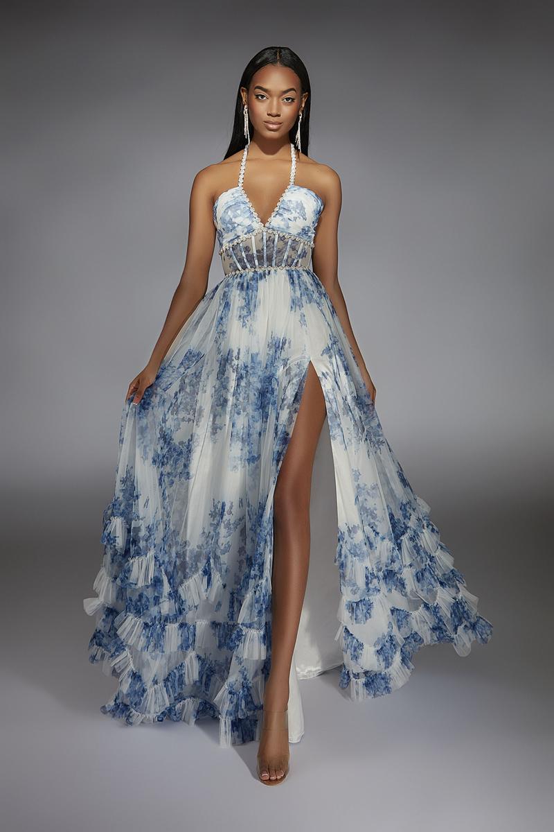 Alyce Prom Dress 61757 - Blue/White