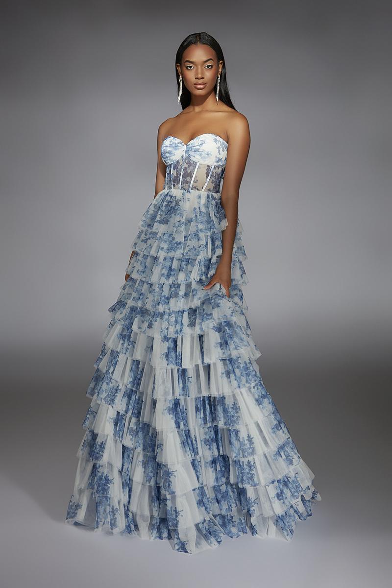 Alyce Prom Dress 61763 - Blue/White