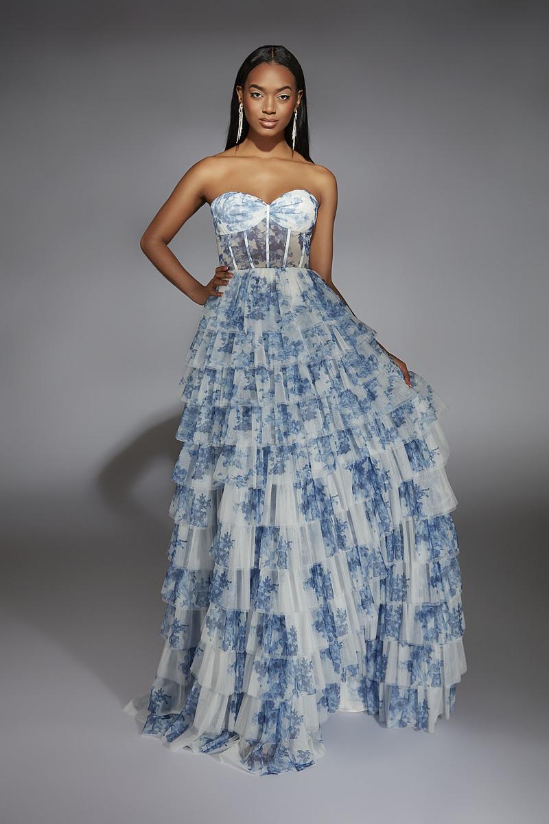 Alyce Prom Dress 61763 - Blue/White