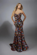 Alyce Prom Dress 61810 - Orange/Multi