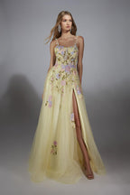 Alyce Prom Dress 61909 - Light Yellow/Multi