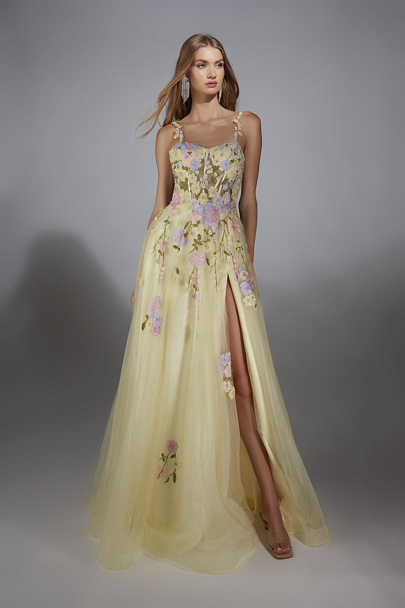 Alyce Prom Dress 61909 - Light Yellow/Multi