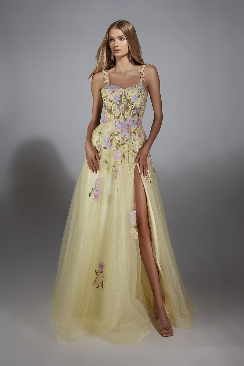 Alyce Prom Dress 61909 - Light Yellow/Multi